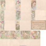 Set of 12 Litho PC sig Alphonse Mucha with original envelope ca 1900