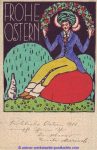 hand-drawn postcard sig Gustav Marisch ca 1910 easter greetings