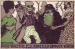 Litho sig Otto Flechtner 1908 KSV Volkstrachtenfest gestempelt Halle
