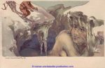 Litho Mountain with faces sig Compton ca 1900 pub Prantl Berge mit Gesicht