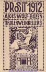 sig Kalmsteiner 1912 Neujahr new year greetings Weinkellerei Bozen Ganzsache