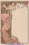 Litho sig Alphonse Mucha um 1900 Menukarte 9 x 14 cm