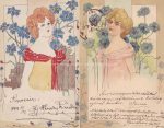 Lot bestehend aus Entwurf und Postkarte Litho 1899