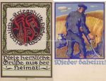 komplettes Set mit 6 AK color KGF Heimkehrerkarte 1-6 um 1918