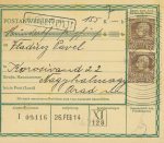 Postanweisung mit 2 x 20 Heller Kaiser Franz Josef 1914