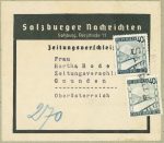 Paketausschnitt um 1948 mit 2 x 40 Groschen mit Stempel Salzburg