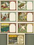 Lot mit 6 Lithokarten ex Set &#8220;Devises&#8221; sig. Gisbert Combaz mit original Umschlag um 1900