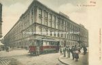 Prag Postamt mit Tramway pub. Lederer &amp; Popper um 1900