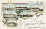 Litho Theresienstadt mit Kaserne 1900