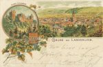 Litho Langenlois auf Ganzsache kaschiert &#8211; Lesk 1898