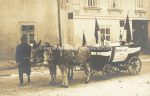 Fotokarte &#8211; Mödling Klostergasse &#8211; Sammelwagen für Soldaten &#8211; Weihnachten &#8211; 1914