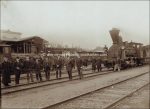 Vöslau Bahnhof &#8211; Foto auf Karton Atelier Helios 17,4 x 23,8 cm &#8211; 1901
