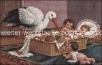 Set 6 AK Arthur Thiele Baby Storch TSN #840 &#8211; um 1910 &#8211; color