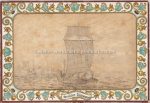Glückwünsch Ziehkarte Schiff &#8211; um 1860 &#8211; 105 x 70 mm