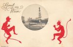 Wieni Teufel Krampus Prägekarte &#8211; um 1900