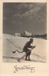 Fotokarte &#8211; Krampus &#8211; Ski &#8211; 1936