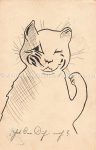 AK Handgemalt nach Louis Wain Karikatur Katze menschlich zwinkernd Wien 1905