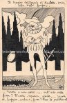 Ak Handgemalt sign. C.D. Karikatur Kaiser Franz Josef als Hamlet Eule um 1914