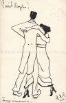 Ak Handgemalt Glückwunsch Neujahr tanzendes Paar Wien 1913