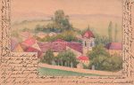 Ak Handgemalt Ansicht Dorf Häuser Kirche Wiesen Lochowitz 1899