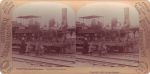 Stereofoto erste Lokomotive in Amerika first Lokomotive in America Barker 1893